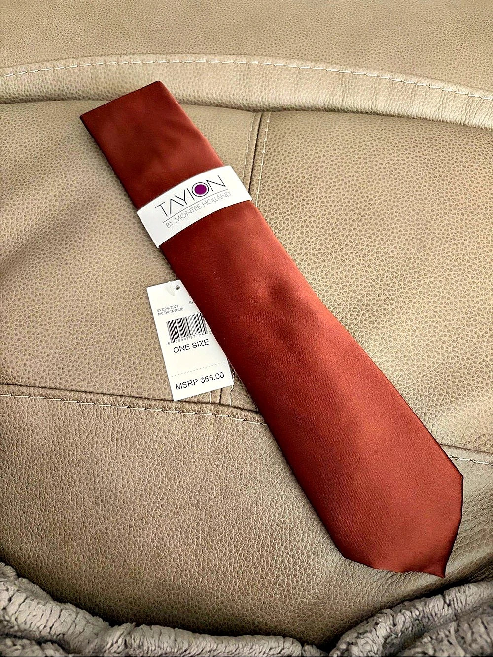 TRAVION Color Block Silk-Style Tie Set in Brown & Yellow NWT